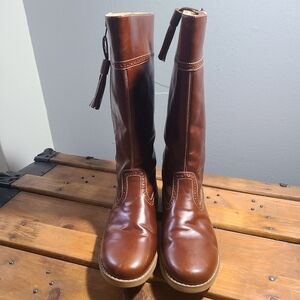 Elephantito Kids Unisex Stylish Classic Riding Tall Brown Leather Boots Size 6